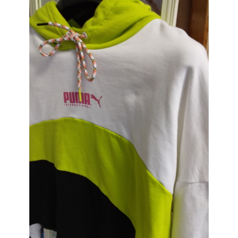 puma city lights  color block track  hoodie neon yellow/black sz L